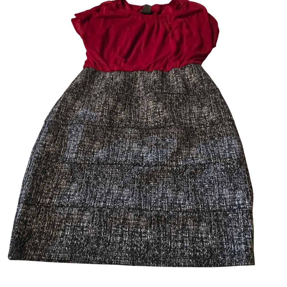 Enfocus Studio Womens Red Black White Textured Sheath Dress Size 14 31303V